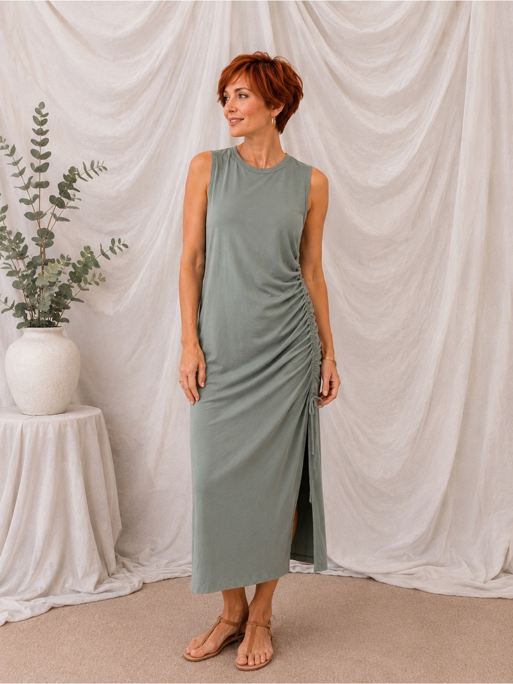 Nation LTD Elegant Green Iris Midi Dress